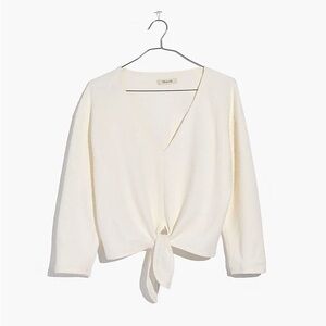 Madewell Texture & Thread Long-Sleeve Tie-Front Top white